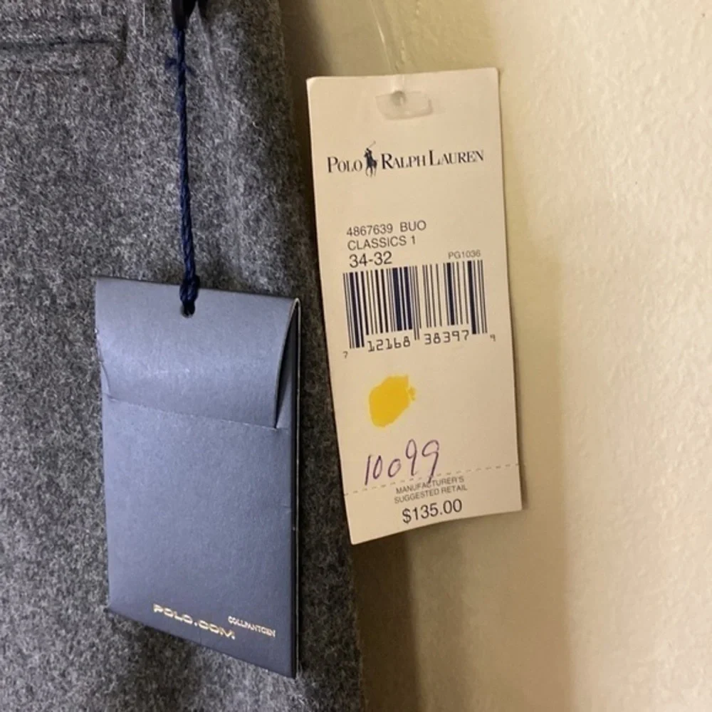 New! Polo by Ralph Lauren Gray Wool Dress Pants size 34/32